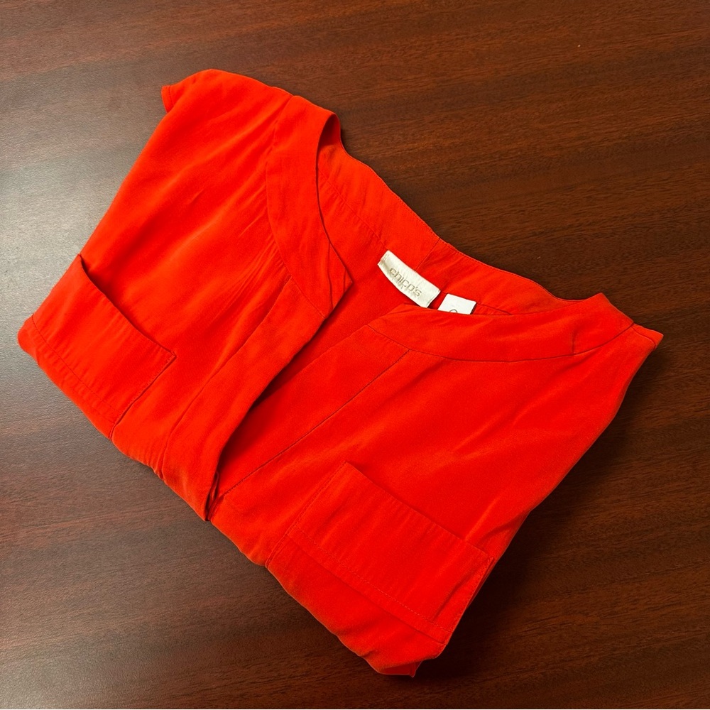 Chico's Bold Red Tunic Dress Sleeveless with Pockets Women’s size 0 Summer Beach